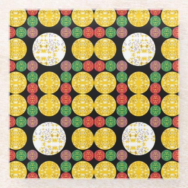 Stars Circles Glass Coaster (Front)