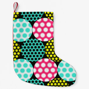 stars circles seamless pattern in multicolor pop s small christmas stocking