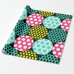 stars circles seamless pattern in multicolor pop s wrapping paper