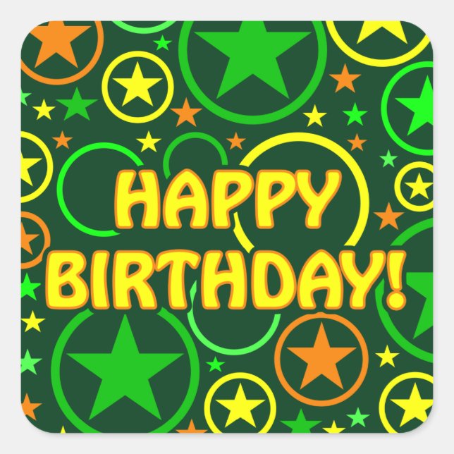 STARS & CIRCLES stickers - "Happy Birthday!" (Front)
