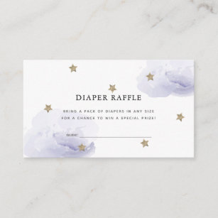 Stars & Clouds Lavender Diaper Raffle Ticket Enclosure Card