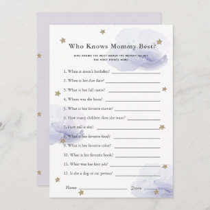 Stars & Clouds Who Knows Mum Shower Game Lavender Invitation