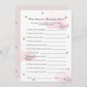 Stars & Clouds Who Knows Mum Shower Game Pink Card
