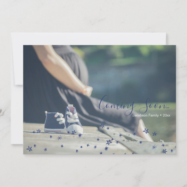 Stars Coming Soon Baby Announcement Photo Card (Front)
