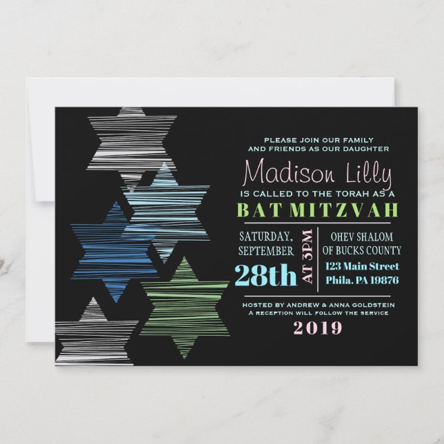 STARS CONNECTING Bat Mitzvah Invitation (Front)