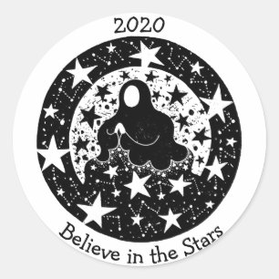 Stars & Constellations Dream Weaver B/W Classic Round Sticker