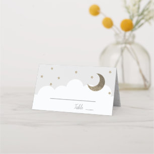 Stars & Crescent Moon Grey Place Card
