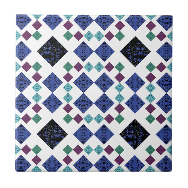 Stars Diamonds Ceramic Tile (Front)