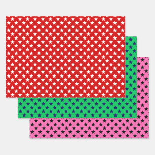 Stars Dotted DIY Pattern & Background Colours Wrapping Paper Sheet