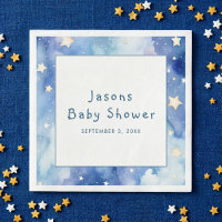 Stars dreamy baby shower blue invitation