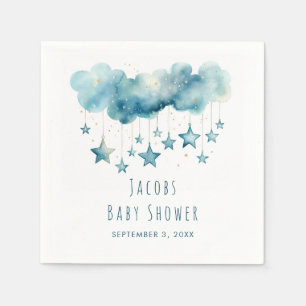 Stars dreamy baby shower blue stars napkin