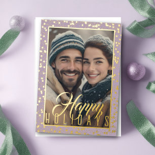 Stars Frame for Photo Happy Holidays Foil Holiday Card