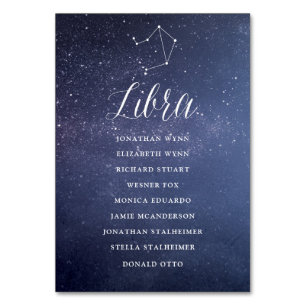 Stars Galaxy Wedding Seating Chart Card Libra