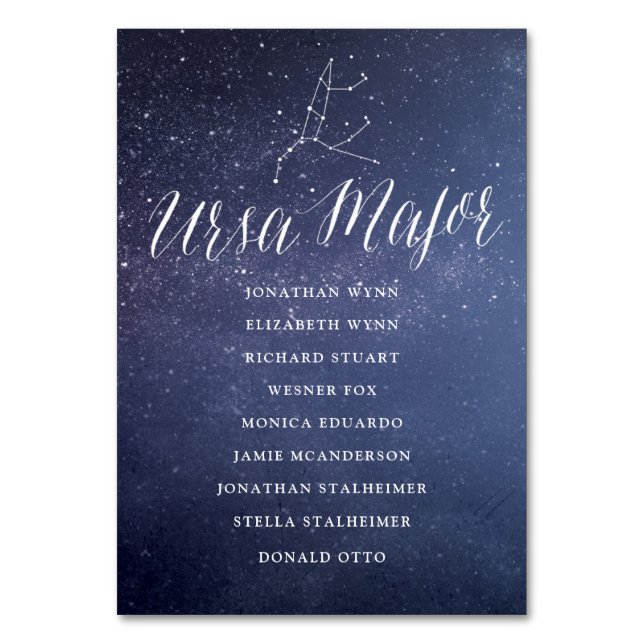 Stars Galaxy Wedding Seating Chart Card Ursa Major (Front)