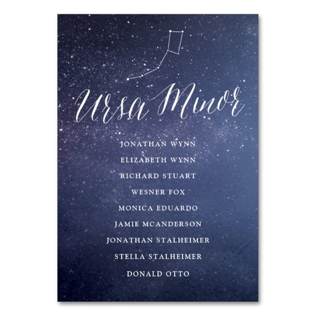 Stars Galaxy Wedding Seating Chart Card Ursa Minor (Front)