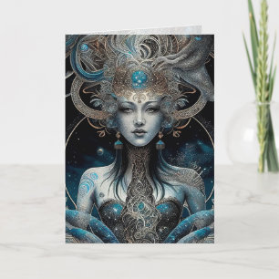 Stars, Galaxy, Woman Greeting/Note Card