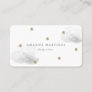 Stars & Gray Clouds Simple White Business Card