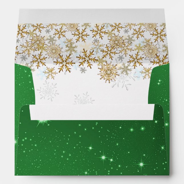 Stars Green Christmas A7 Envelopes (Back (Bottom))