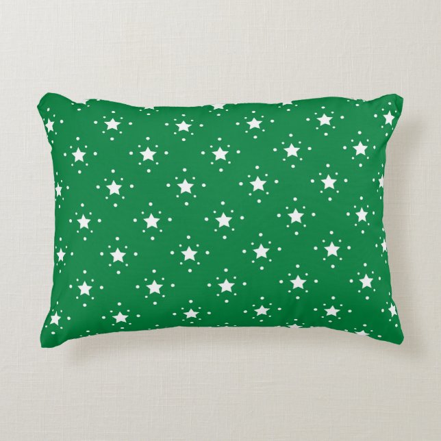 Stars Green Christmas Background Decorative Cushion (Front)