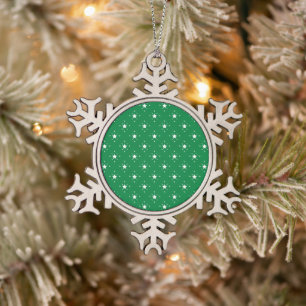 Stars Green Christmas Background Snowflake Pewter Christmas Ornament