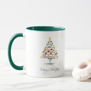 Stars Green Tree Merry Christmas  Mug