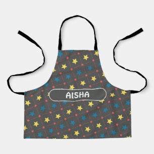 Stars Grey Yellow Minimal Pattern Apron