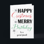 Stars Happy Christmas Merry Birthday Card<br><div class="desc">Happy Christmas Birthday Card design with a modern typography design for the special person born on Christmas day.</div>