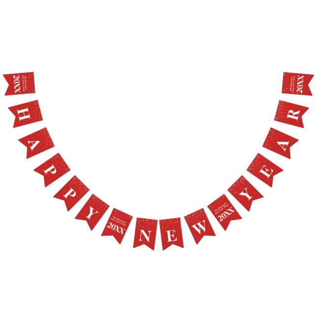 Stars Happy New Year red white celebration Bunting (All)