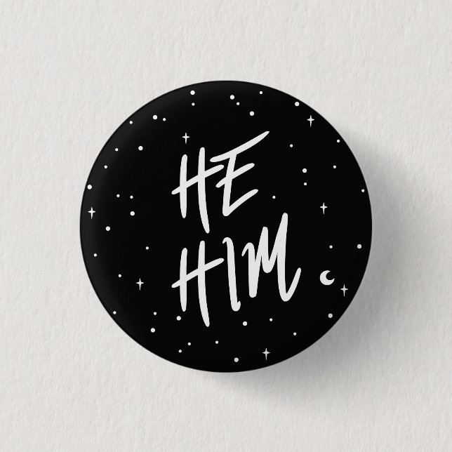 Stars He/Him Pronouns 3 Cm Round Badge (Front)