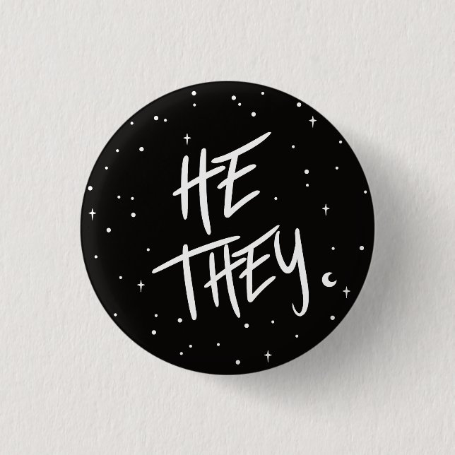 Stars He/They Pronouns  3 Cm Round Badge (Front)