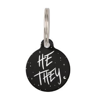 Stars He/They Pronouns  3 Cm Round Badge Pet Tag