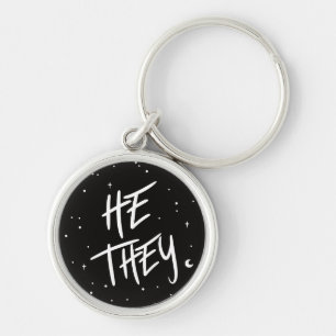 Stars He/They Pronouns Key Ring
