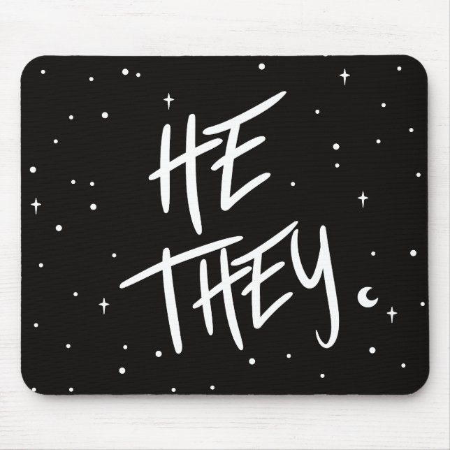 Stars He/They Pronouns  Mouse Pad (Front)