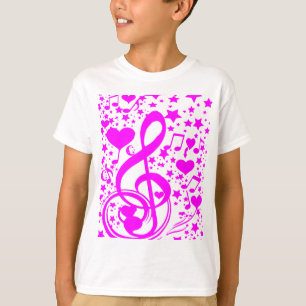 Stars,Hearts and The music notes-Pink_ T-Shirt
