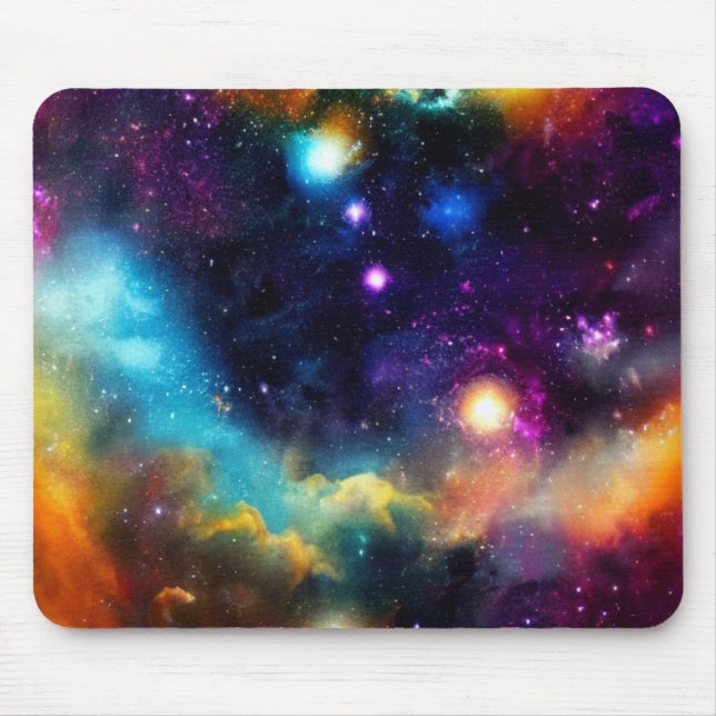 Stars in a Rainbow Coloured Nebula Mousepad (Front)