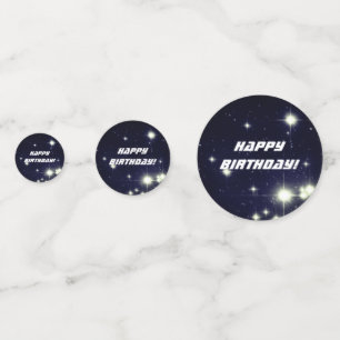 Stars in Deep Space Dark Blue Happy Birthday Confetti