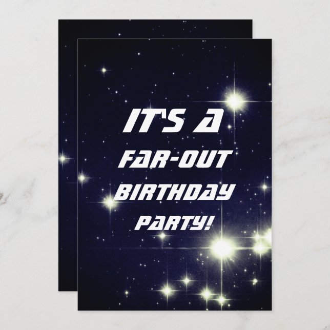 Stars in Deep Space Dark Blue Happy Birthday Invitation (Front/Back)