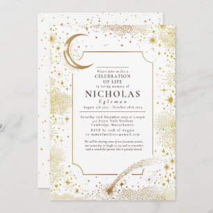Stars In Loving Memory Funeral Remembrance Service Invitation