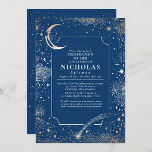Stars In Loving Memory Funeral Remembrance Service Invitation