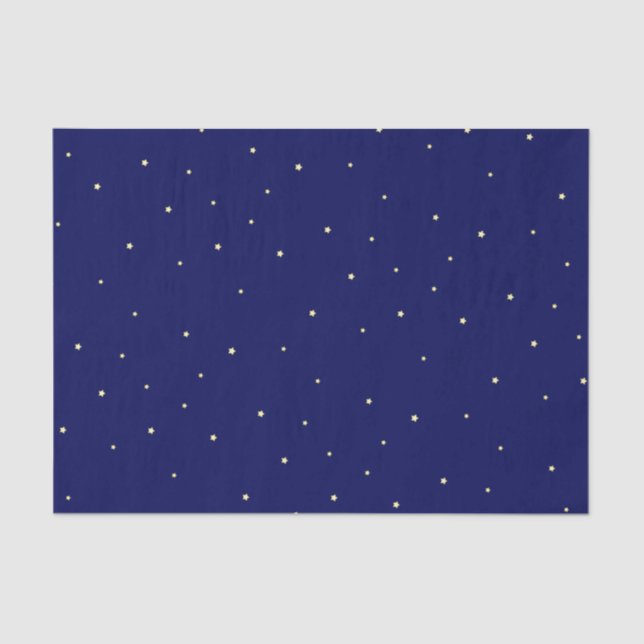 Stars In Midnight Blue Sky Fanciful Tissue Paper (Front)