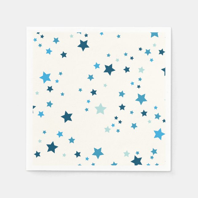 Stars in multiple shades of blue napkin (Front)