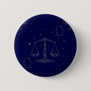 stars libra 6 cm round badge