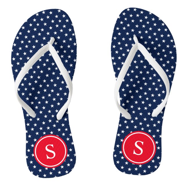 Stars Monogram in Navy & Red Thongs (Footbed)