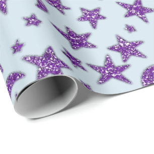 Stars Moon Amethyst Purple Plum Sparkly Blue Paste Wrapping Paper