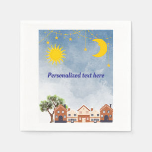 Stars, Moon, and Sun themed Baby Shower Napkin