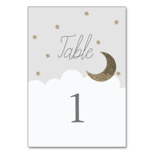 Stars & Moon Baby Grey Table Number