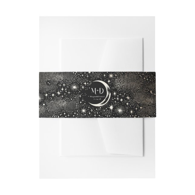 Stars Moon Celestial Mystical Wedding Invitation Belly Band (Front Example)