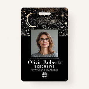 Stars Moon Celestial Night ID Company Security ID Badge