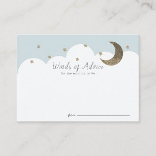 Stars Moon & Clouds Blue Baby Shower Advice Cards