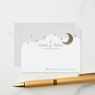 Stars Moon & Clouds Grey Baby Shower Advice Cards